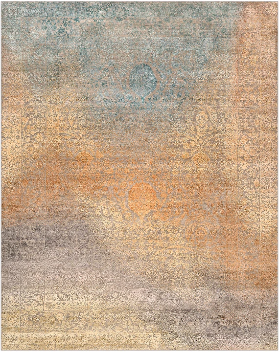 Современный Индийский ковер Shabby Classic №4969 300x238cm из шерсти и шелка в стиле неоклассика