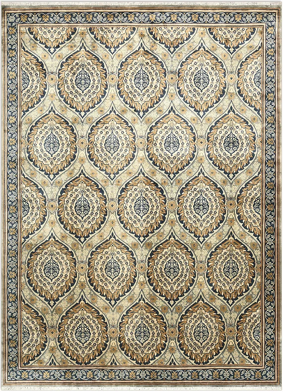 Современный Индийский ковер Авиньон №5174 374x277cm из шелка в стиле неоклассика