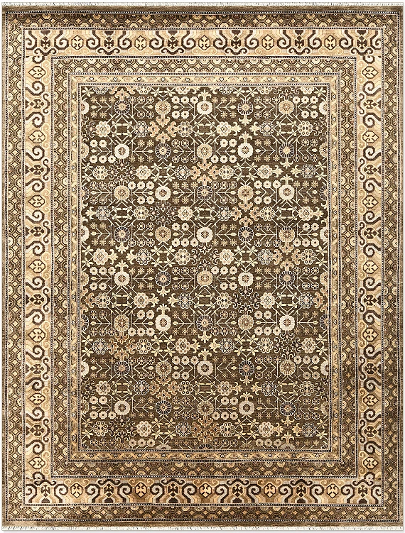 Индийский Kashkar ковер №5177 311x241cm из шелка и шерсти