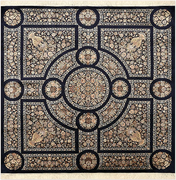 Шелковый Индийский ковер Kashmir №5216 186x180cm