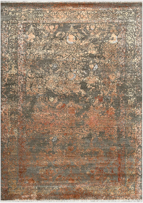 Современный Индийский ковер Shabby Classic №5222 425x303cm из шерсти и бамб. шелка в стиле неоклассика