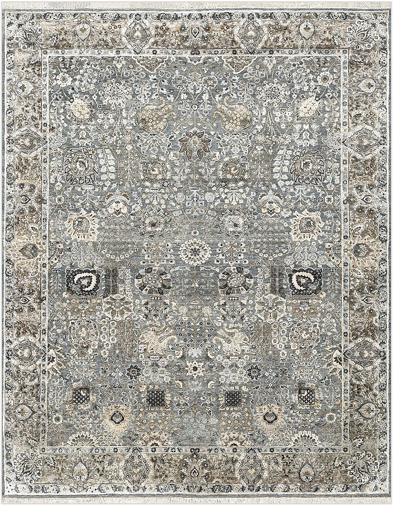 Современный Индийский ковер Bengal №5226 310x247cm из шерсти и шелка в стиле неоклассика