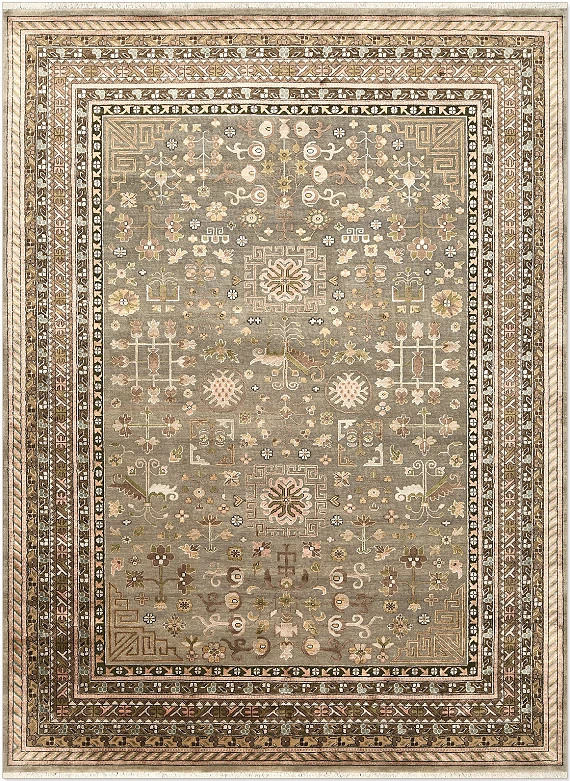 Индийский Kashkar ковер №5229 371x274cm из шелка и шерсти