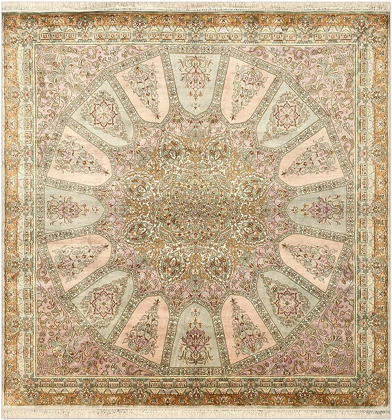 Шелковый Индийский ковер Gombad №5251 189x184cm