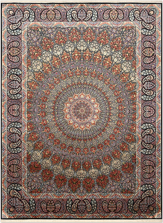 Шелковый Индийский ковер Гомбад №5255 371x278cm