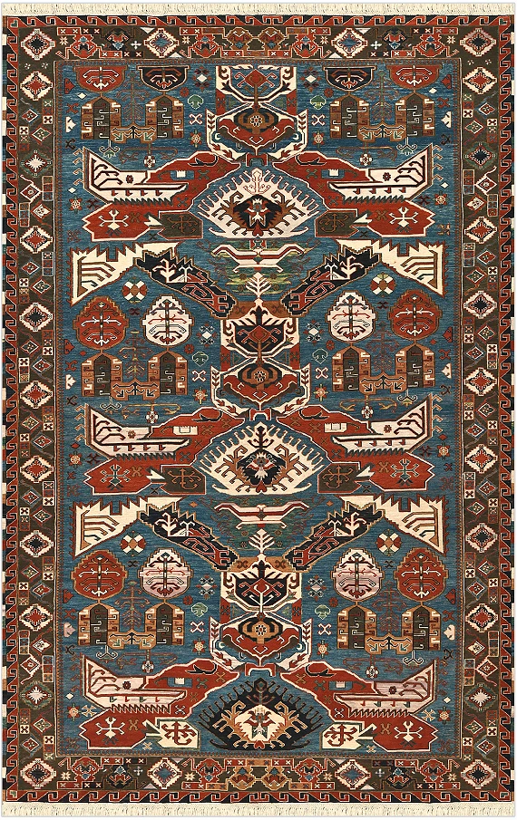 Безворсовый Пакистанский ковер Dragon №5275 300x192cm из шерсти