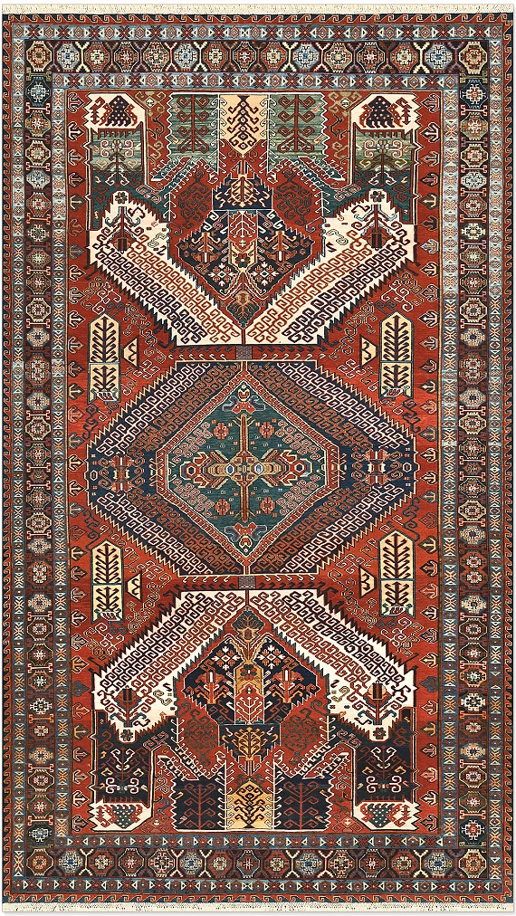 Безворсовый Пакистанский ковер Dragon №5280 325x187cm из шерсти