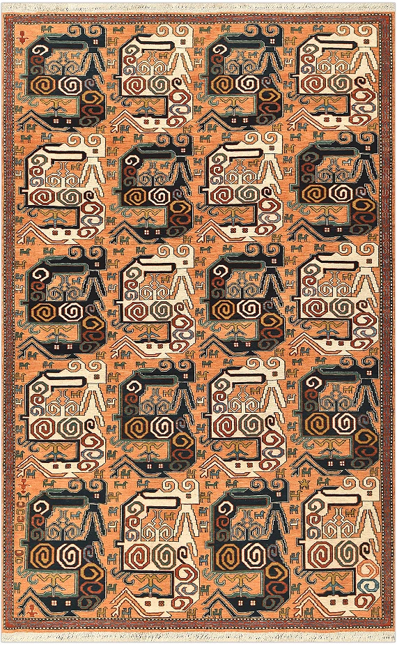 Безворсовый Пакистанский ковер Sumakh Zili №5288 298x188cm из шерсти