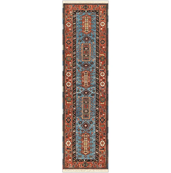 Безворсовый Пакистанский ковер Sumakh №5356 283x76cm из шерсти