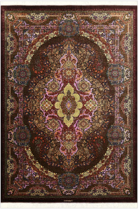 Шелковый Иранский ковер Qom №5419 350x250cm