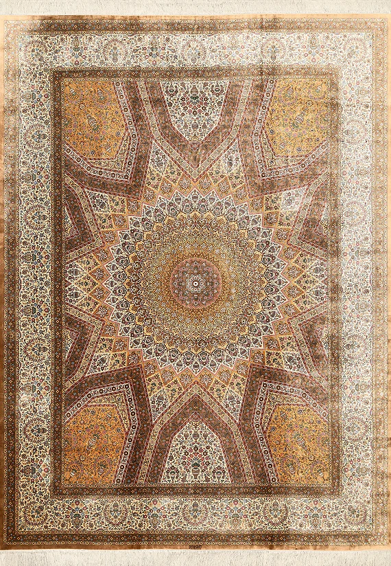 Шелковый Иранский ковер Qom №1596 400x300cm