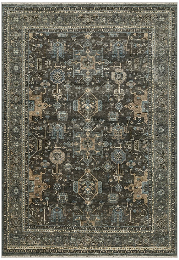 Современный Индийский ковер Kupon №5465 425x298cm из шерсти в стиле неоклассика