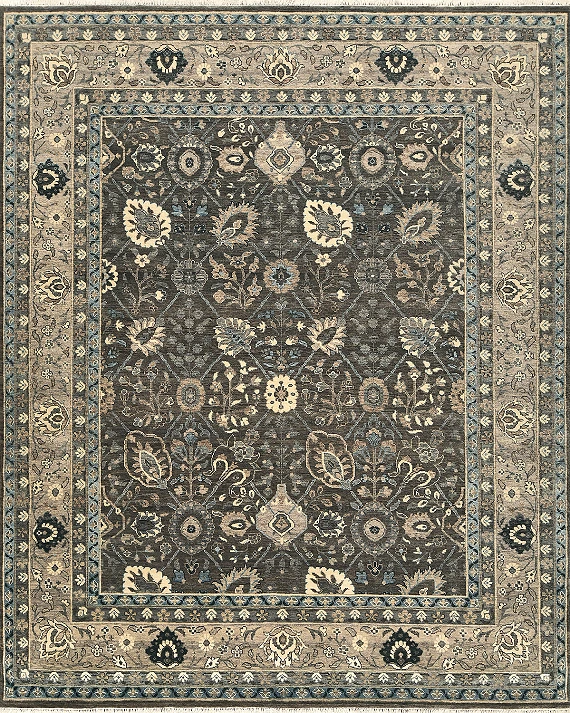 Современный Индийский ковер Kupon №5490 304x248cm из шерсти в стиле неоклассика