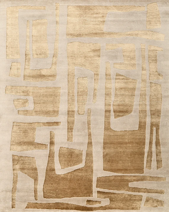 Индийский Relief ковер №5509 302x243cm из шелка и шерсти