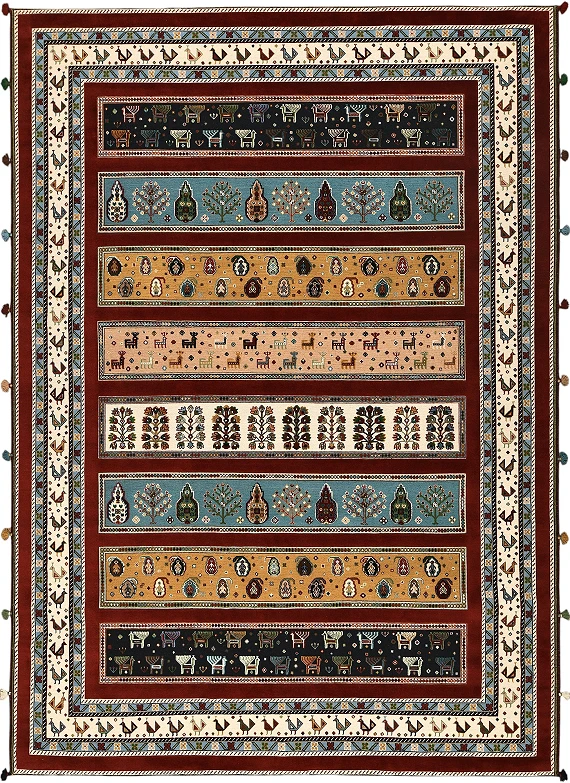 Безворсовый Индийский ковер Sirjan №5512 339x242cm из шерсти