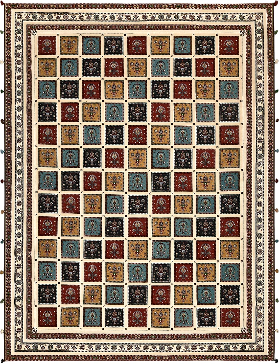 Безворсовый Индийский ковер Sirjan №5513 395x303cm из шерсти