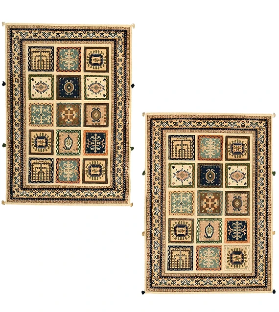 Безворсовый Индийский ковер Sirjan №5542 159x114cm из шерсти