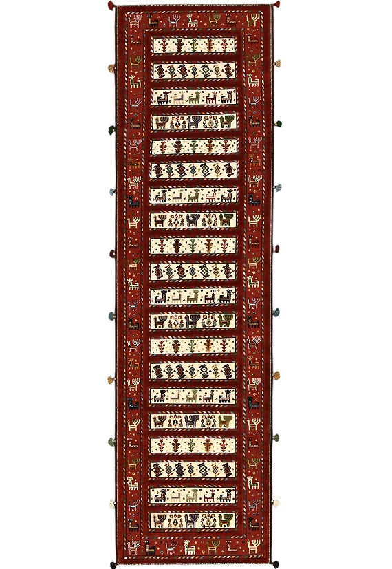 Безворсовый Индийский ковер Sirjan №5544 295x81cm из шерсти