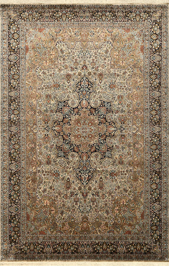Шелковый Индийский ковер Кашмир №5564 282x184cm