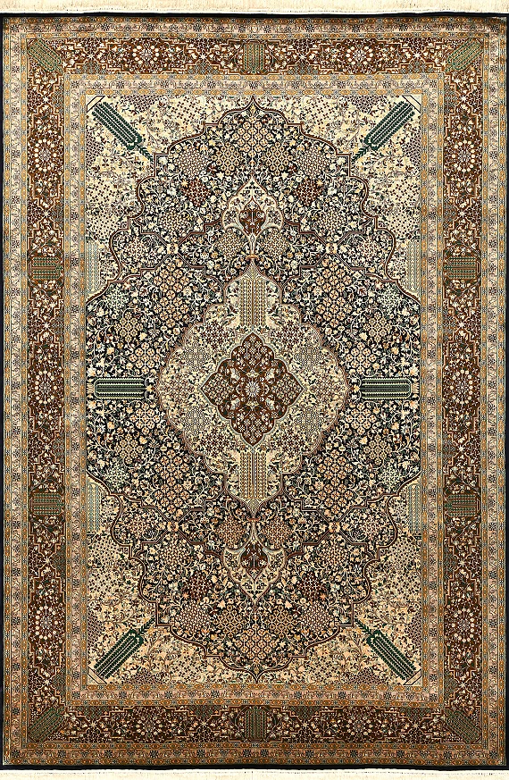 Шелковый Индийский ковер Kashmir №5565 277x185cm