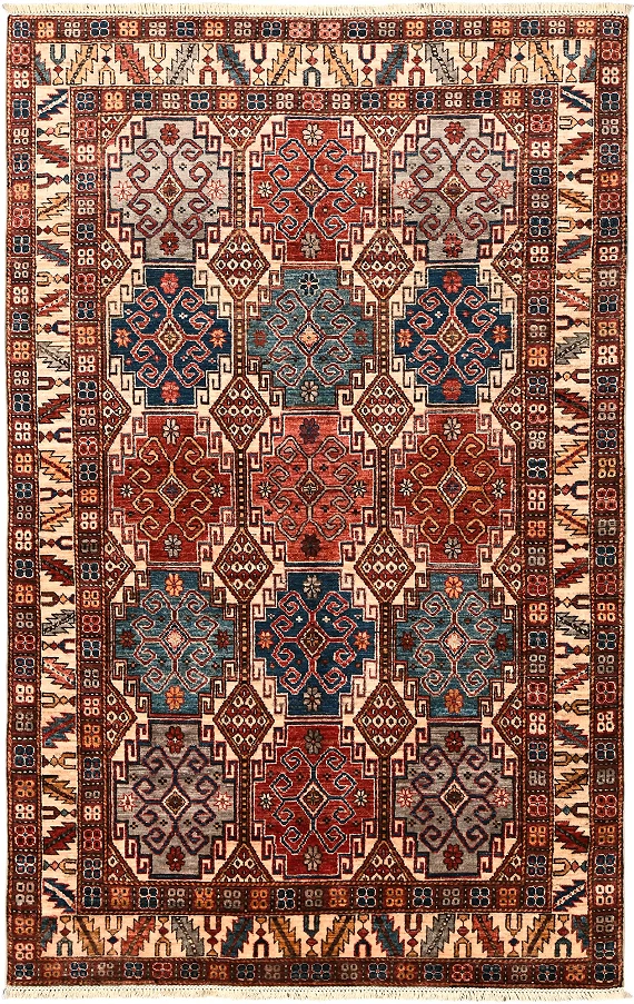 Шерстяной Пакистанский ковер Kazakh №5661 238x153cm