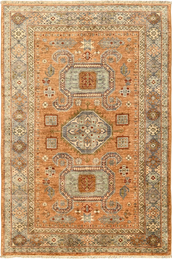 Шерстяной Пакистанский ковер Kazakh №5676 225x151cm