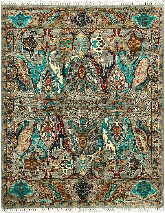 Современный Пакистанский ковер Bijar №5678 199x159cm из шерсти в стиле неоклассика