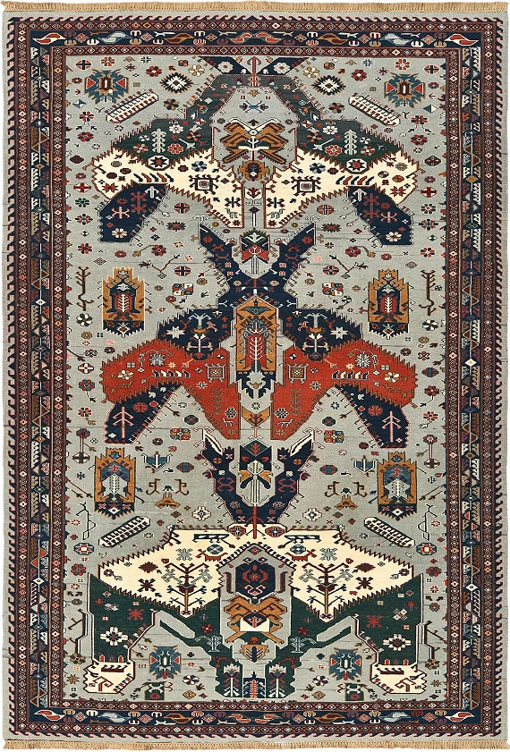 Безворсовый Пакистанский ковер Dragon №5682 281x196cm из шерсти