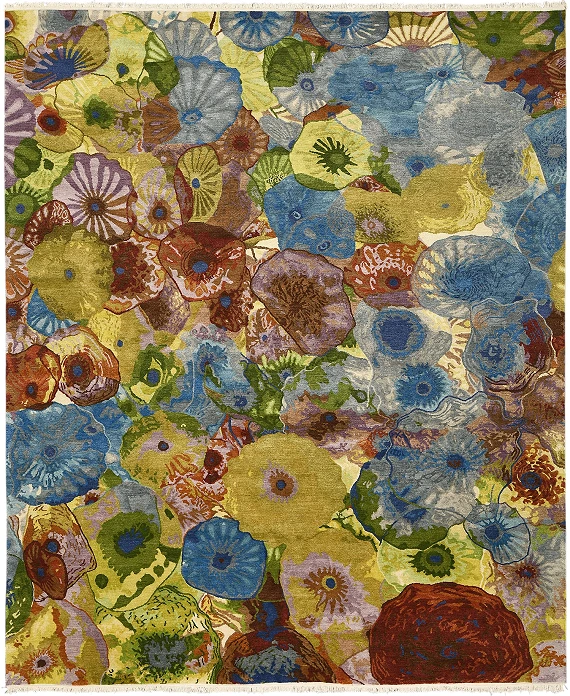 Непальский Glass Flowers ковер №5767 305x244cm из шелка и шерсти