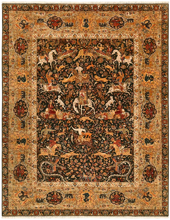 Шерстяной Индийский ковер Royal Hunting №5563 313x246cm