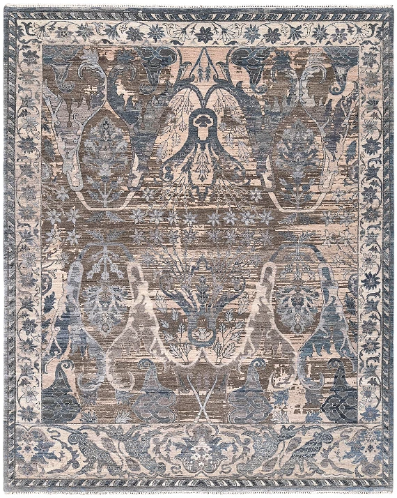 Современный Индийский ковер Bijar №6077 305x247cm из шерсти в стиле неоклассика