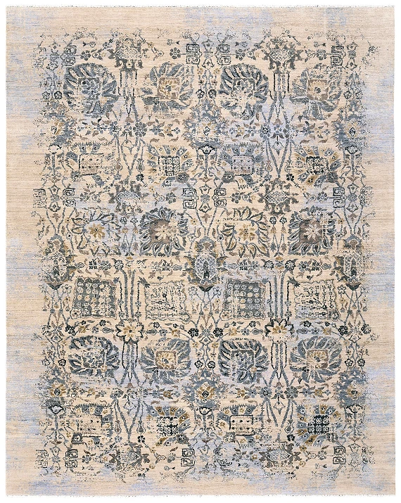 Современный Индийский ковер Shabby Classic №2037 307x246cm из шерсти и шелка в стиле неоклассика