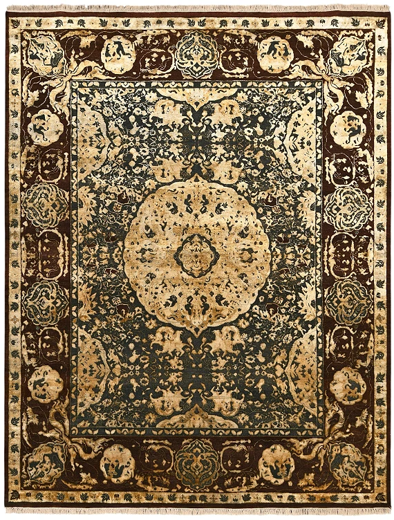 Современный Индийский ковер Bengal №2088 311x245cm из шерсти и шелка в стиле неоклассика