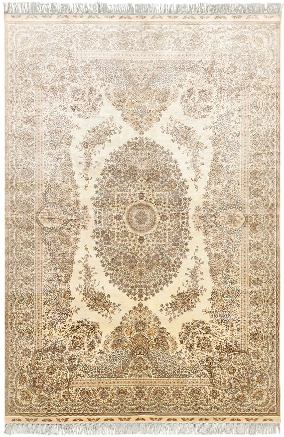 Современный Турецкий ковер Hereke №3544 271x182cm из шелка в стиле неоклассика