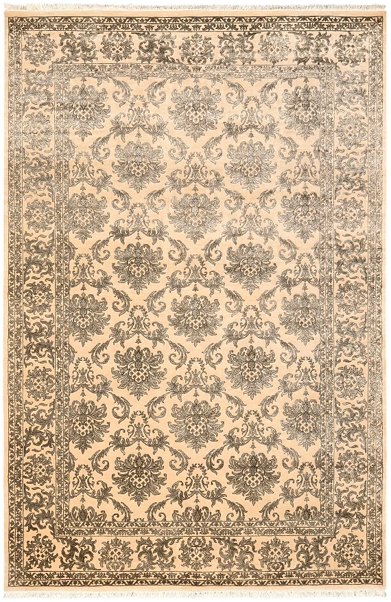 Современный Индийский ковер Damask №2220 302x199cm из шерсти и шелка в стиле неоклассика