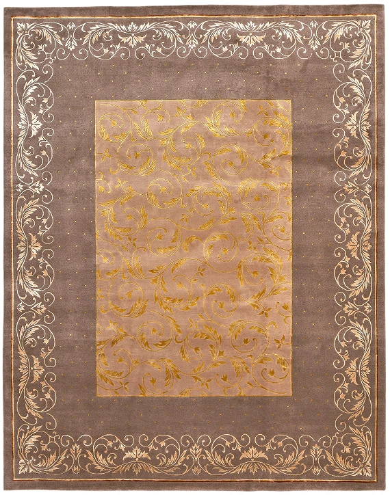 Современный Тибетский ковер Gansu №2443 308x243cm из шерсти и шелка в стиле неоклассика