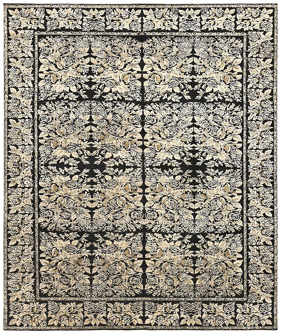 Современный Индийский ковер Jardin №3085 313x262cm из шерсти и шелка в стиле неоклассика