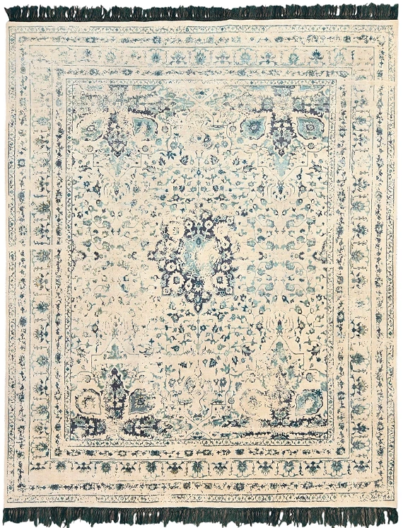 Современный Индийский ковер Shabby Classic №2203 304x248cm из шерсти и шелка в стиле неоклассика