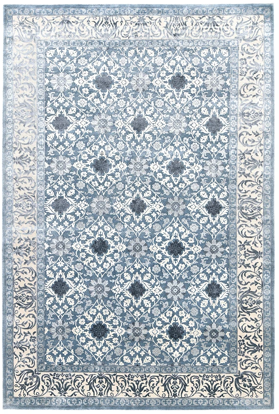 Современный Индийский ковер Damask №2091 299x198cm из шерсти и шелка в стиле неоклассика