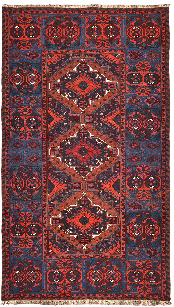 Безворсовый Дагестанский ковер Sumakh №6152 392x221cm из шерсти