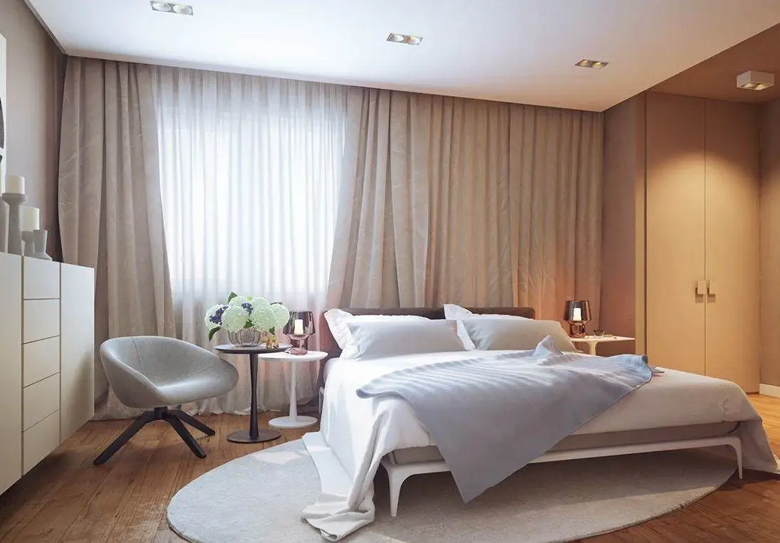 Схема 6: Овальный ковер в спальне