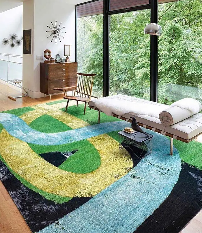 Зеленые ковры в интерьере