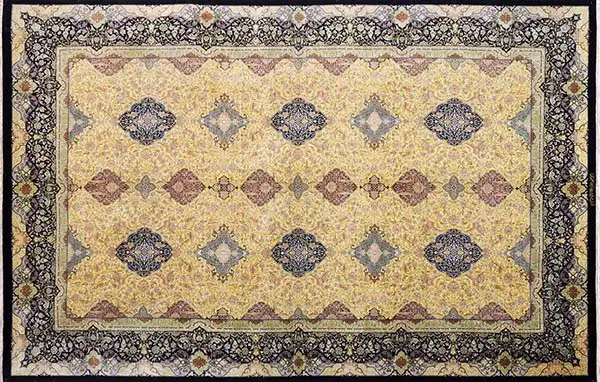 Иранский шелковый ковер с именной подписью мастерской Ахмеди из Кума