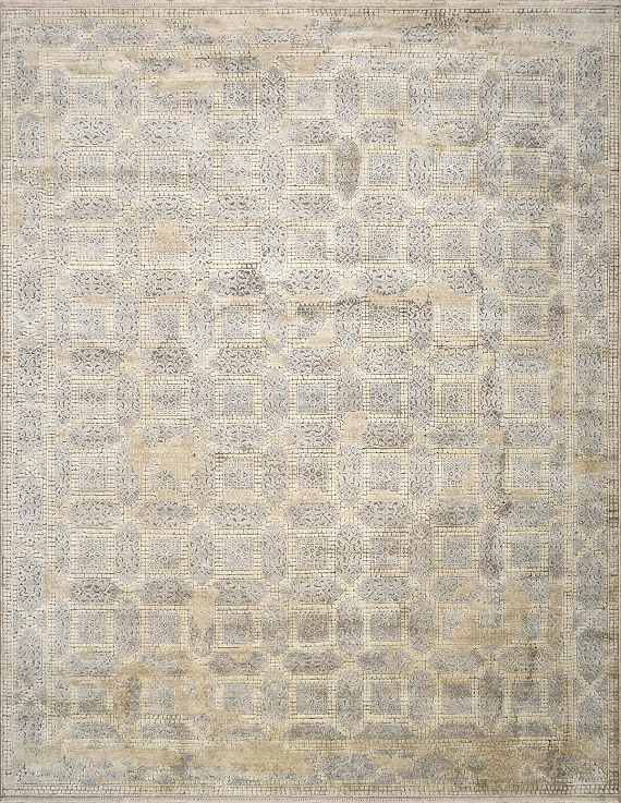 Современный Индийский ковер Mosaic №3399 316x245cm из шерсти и бамб. шелка в стиле неоклассика