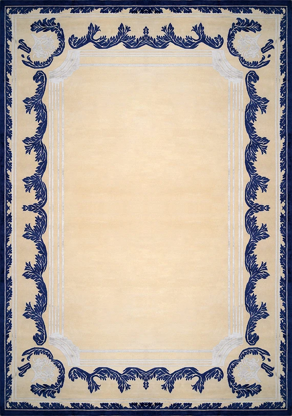 Современный Индийский ковер Baroque Frame №3385 424x307cm из шерсти и шелка в стиле неоклассика