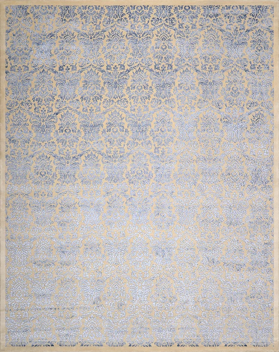 Современный Индийский ковер Damask №3444 304x243cm из шерсти и бамб. шелка в стиле неоклассика