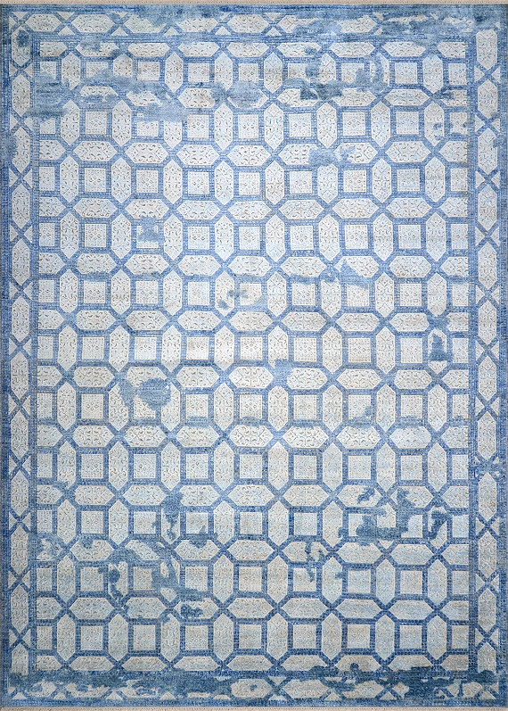 Современный Индийский ковер Mosaic №3453 373x265cm из шерсти и бамб. шелка в стиле неоклассика