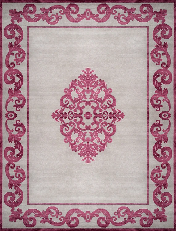 Современный Индийский ковер Baroque №3464 369x276cm из шерсти и шелка в стиле неоклассика