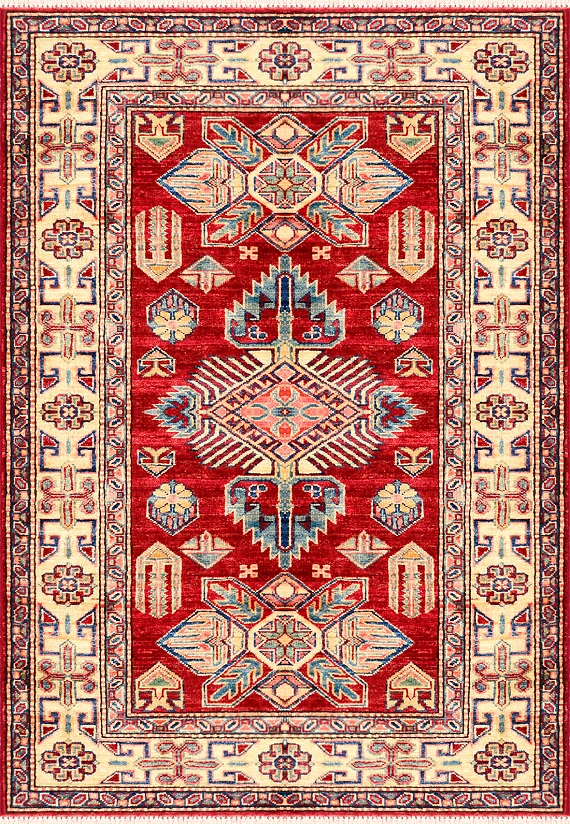 Шерстяной Кавказский ковер Kazakh №3506 140x99cm