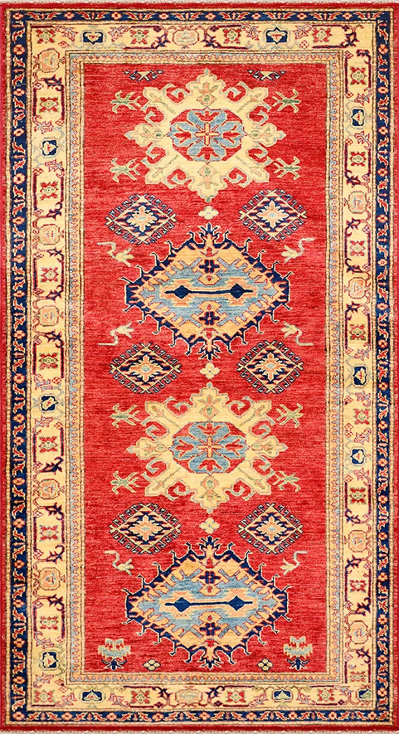 Шерстяной Кавказский ковер Kazakh №3508 201x109cm